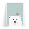 Cartoon Polar Bear Bird Elephant I Love You Moon Back Wall Art Poster