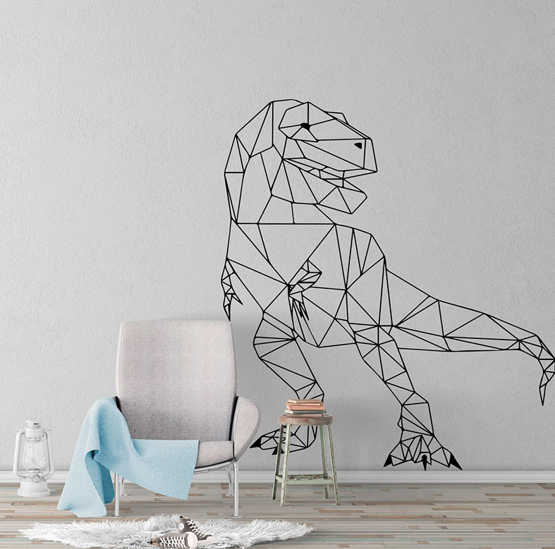 Cartoon Wall Decal Geometric Dinosaur T-Rex
