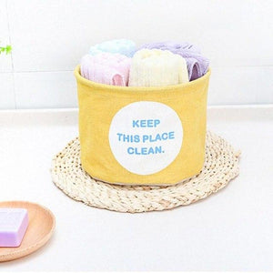 Round Cotton Linen Nursery Storage Bin