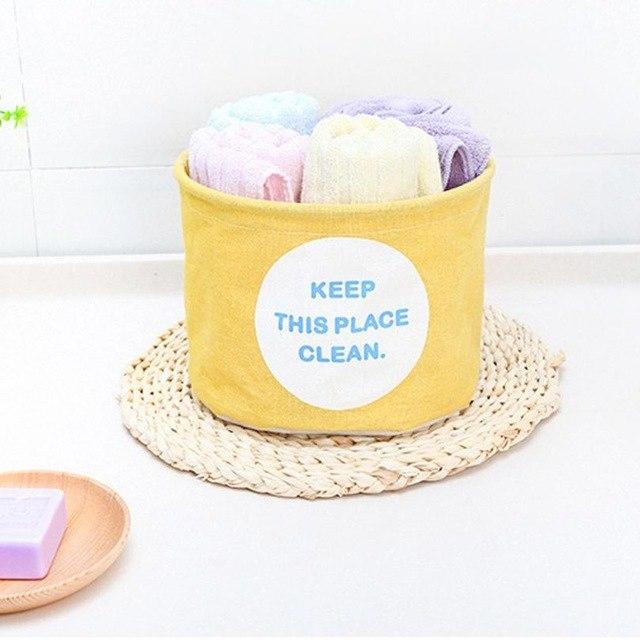 Round Cotton Linen Nursery Storage Bin