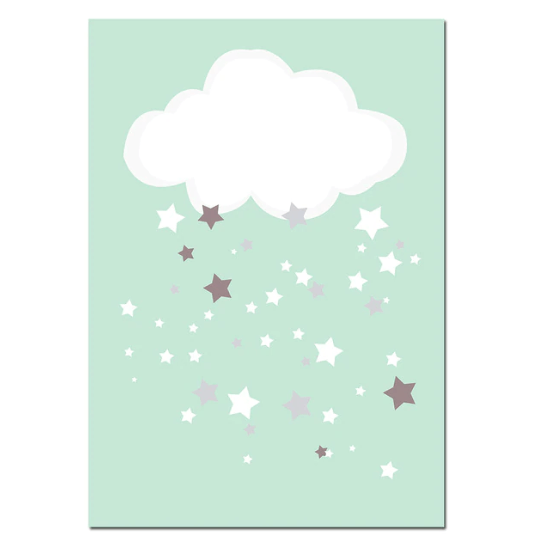 Green Birth Stats Nursery Canvas Posters - Customizable