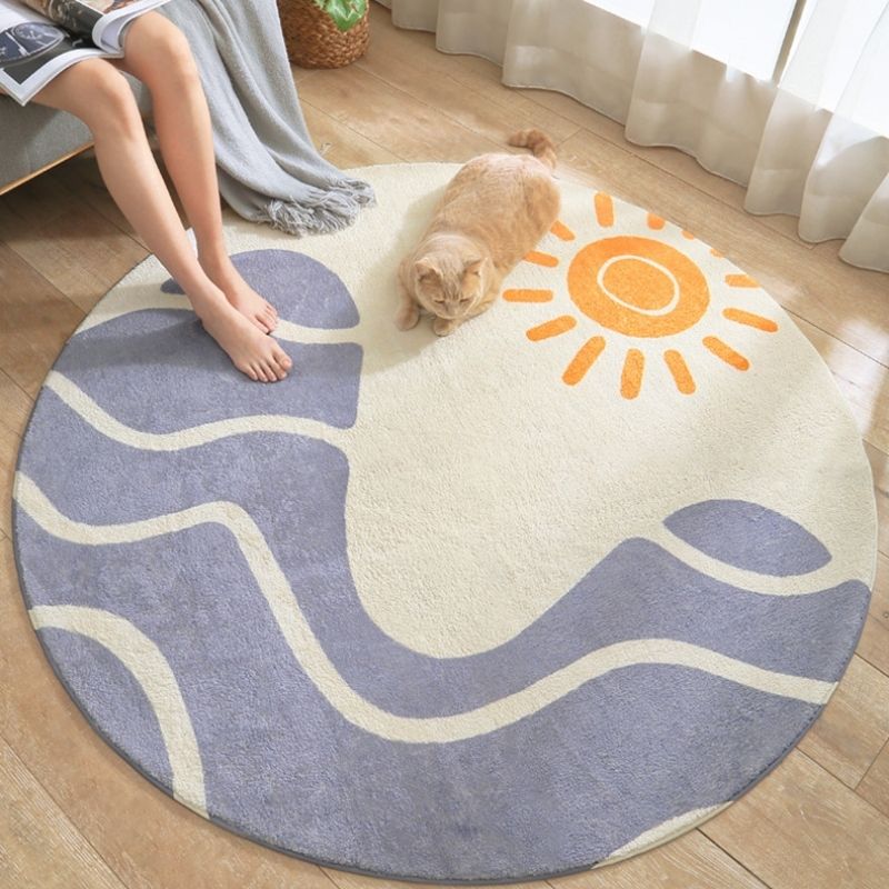 Round Area Rug Wavy Sky