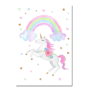 Rainbow Unicorn Nursery Canvas Posters