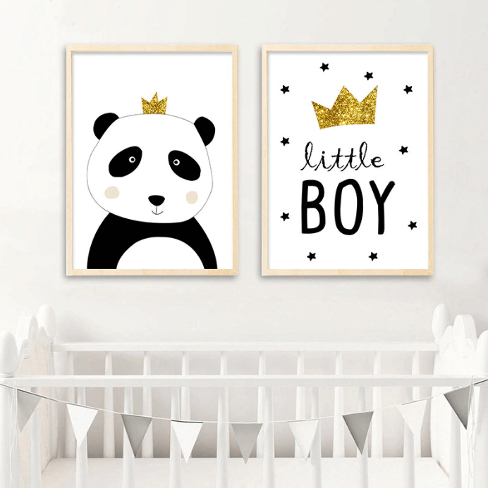 Cartoon Panda Nursery Canvas Posters