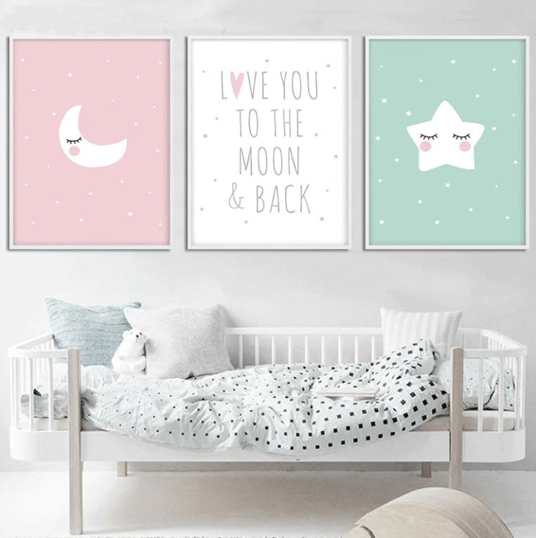 Moon And Star Nursery Canvas Posters