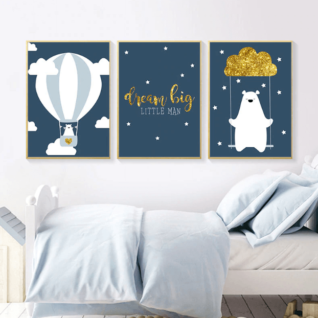 Bear And Balloon Nursery Canvas Posters