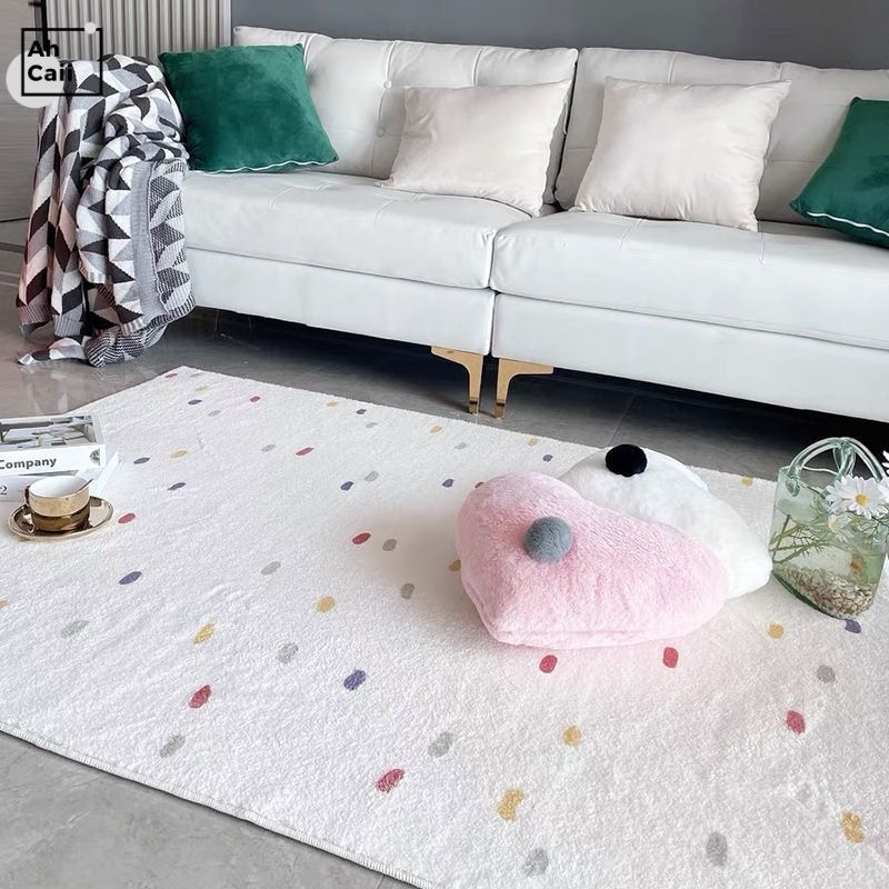 Nursery Soft White Area Rug Dots