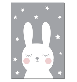 Lovely Rabbit And Eyes Nursery Canvas Posters
