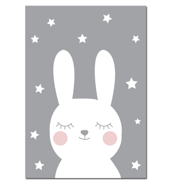 Lovely Rabbit And Eyes Nursery Canvas Posters