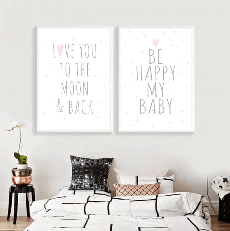 Pink Unicorn Painting Nursery Canvas Posters