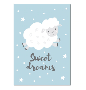 Cartoon Moon Clouds Nursery Canvas Posters