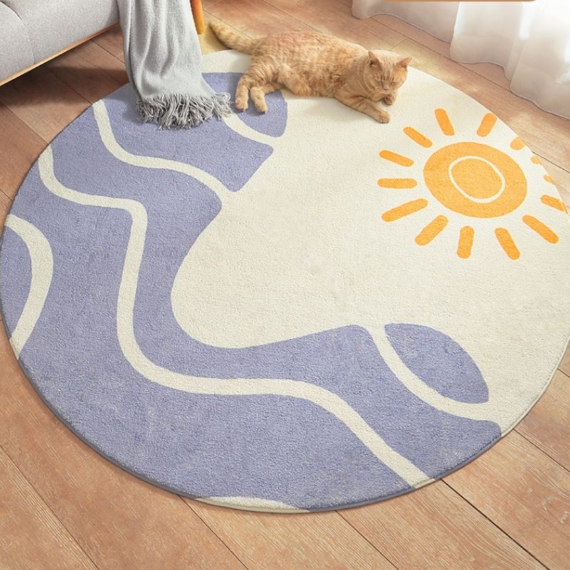 Round Area Rug Wavy Sky