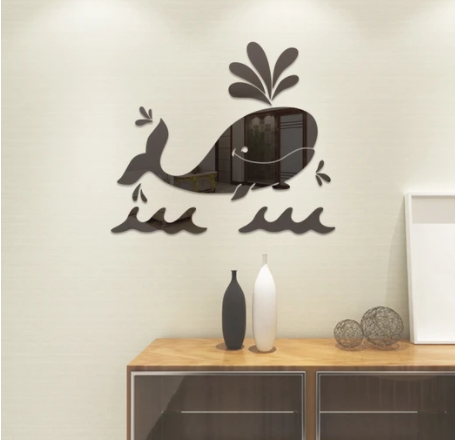 Mirror Wall Sticker Cute Whale