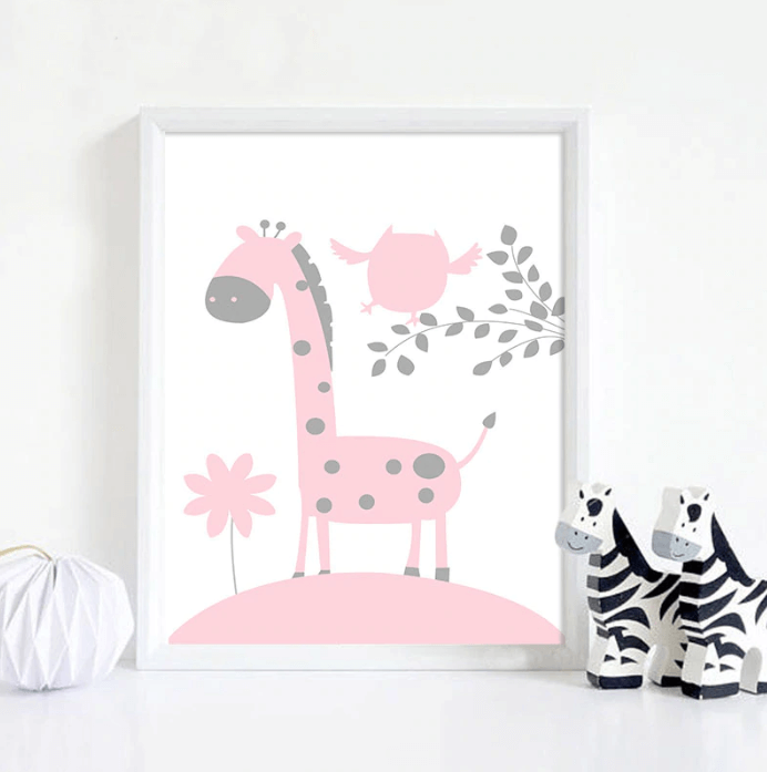 Pink Animals Nursery Canvas Posters