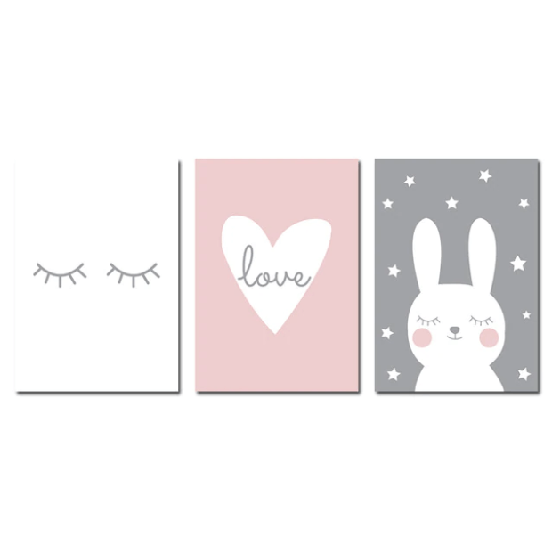Lovely Rabbit And Eyes Nursery Canvas Posters