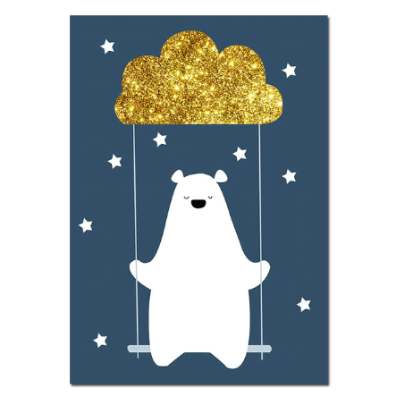 Bear And Balloon Nursery Canvas Posters