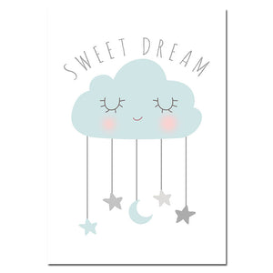Moon Nebula Nursery Quote Children Poster Wall Art Canvas Painting