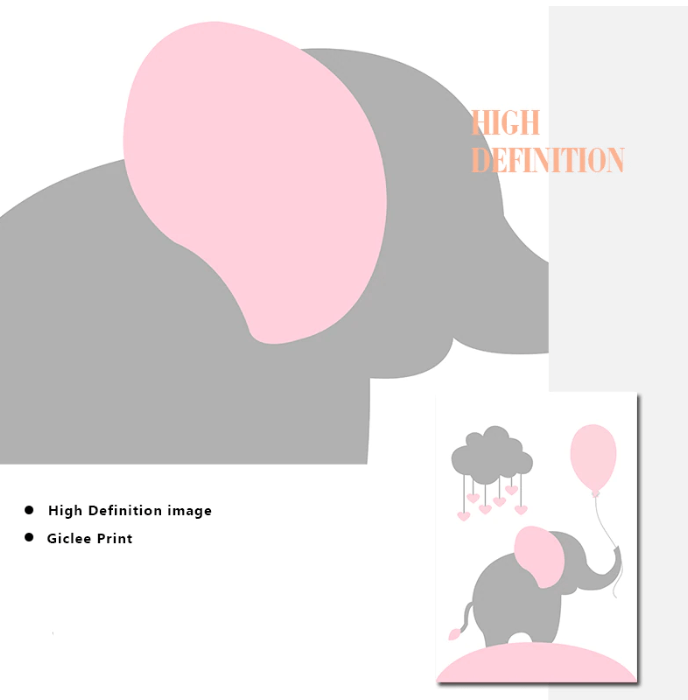 Pink Animals Nursery Canvas Posters