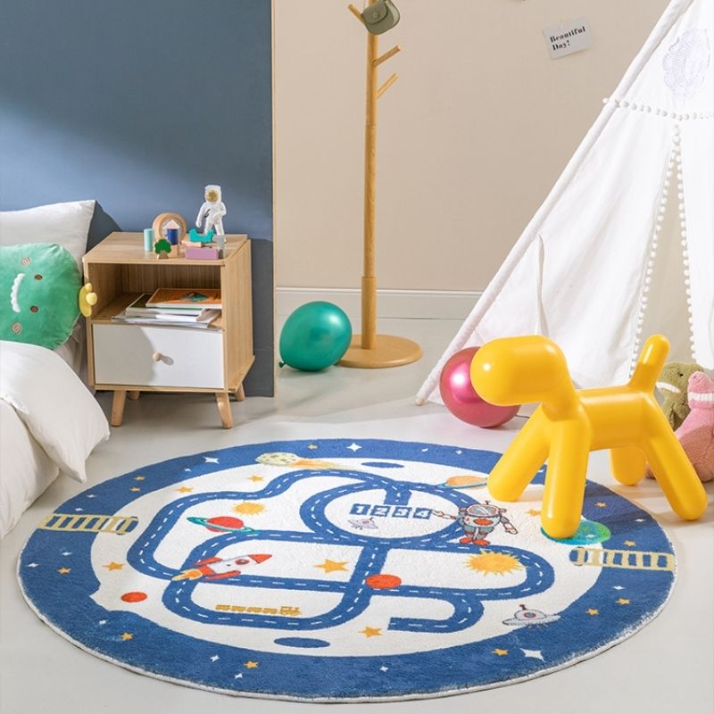 Round Area Rug Space Highway Road