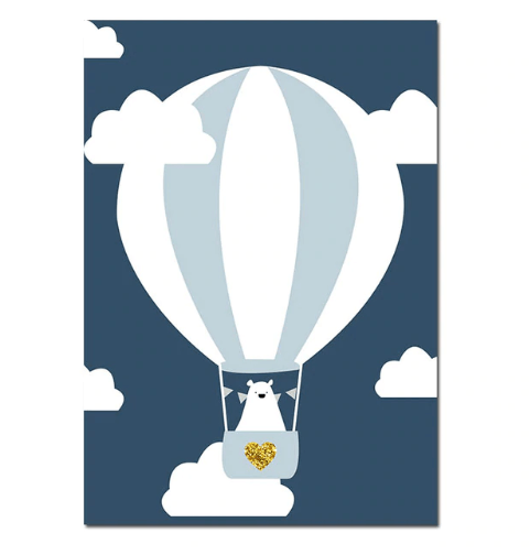 Bear And Balloon Nursery Canvas Posters