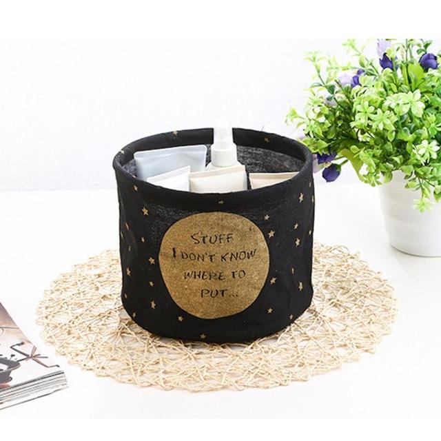 Round Cotton Linen Nursery Storage Bin