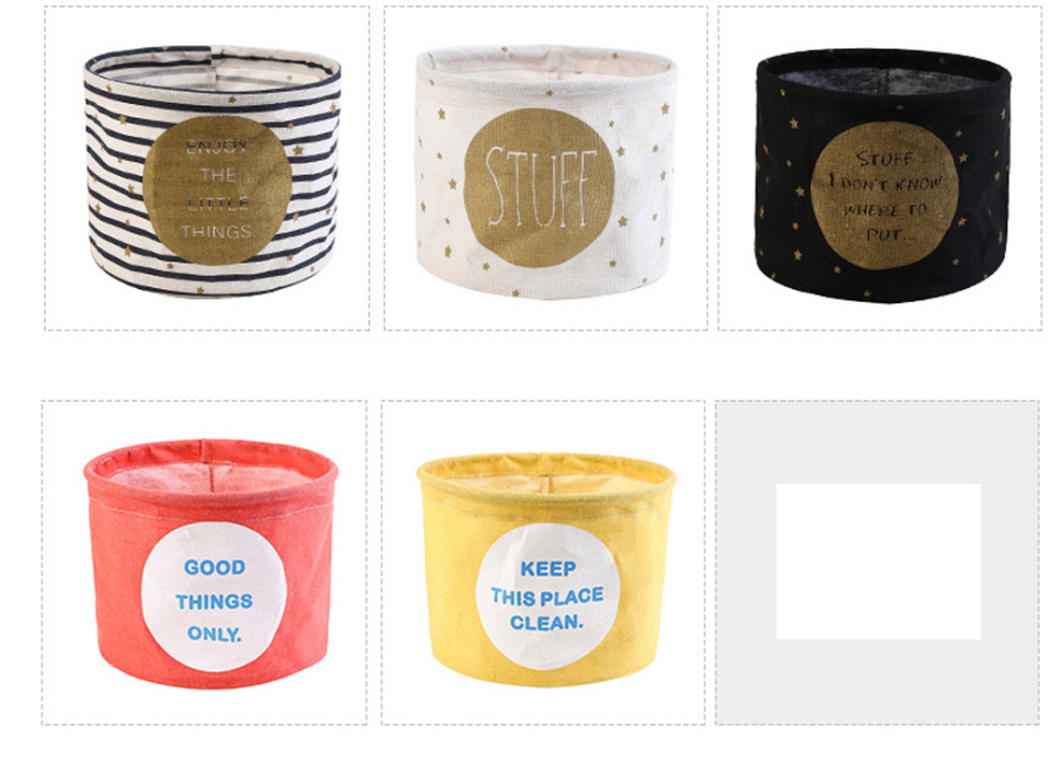 Round Cotton Linen Nursery Storage Bin