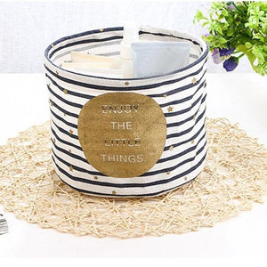 Round Cotton Linen Nursery Storage Bin