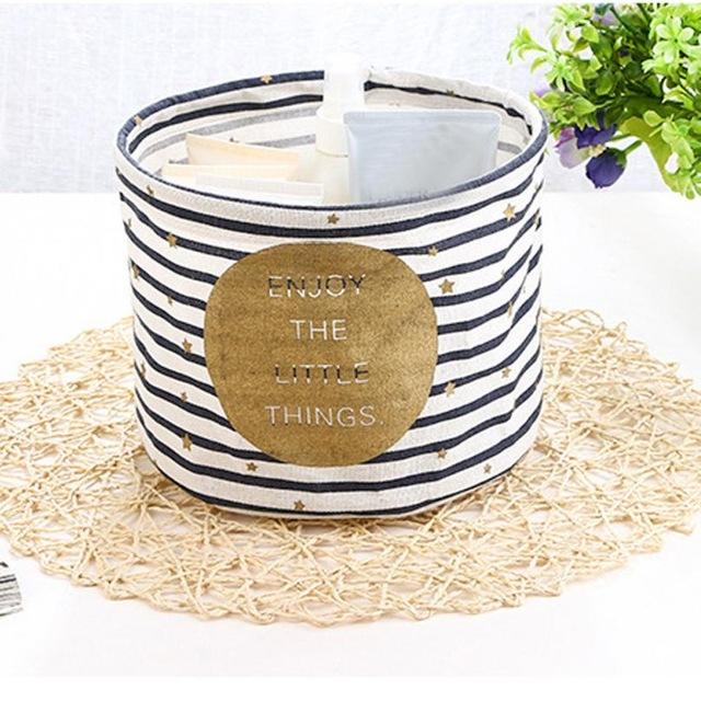 Round Cotton Linen Nursery Storage Bin
