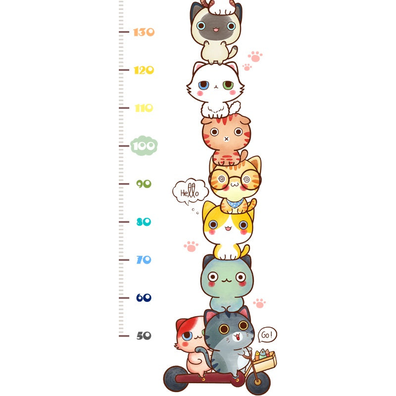 Cartoon Wall Decals Little Cats Height Meter