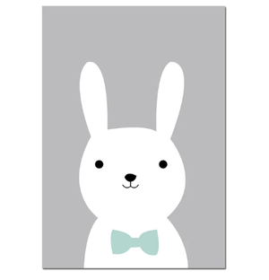 Kawaii Bear And Rabbit Nursery Canvas Posters