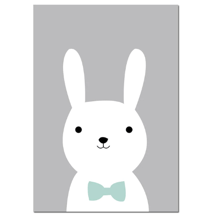 Kawaii Bear And Rabbit Nursery Canvas Posters
