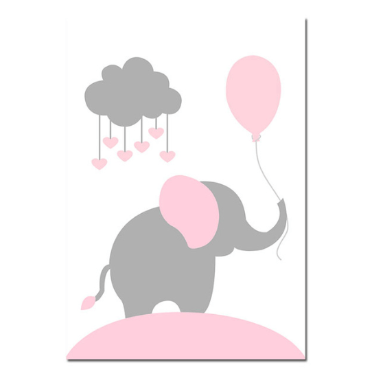 Pink Animals Nursery Canvas Posters