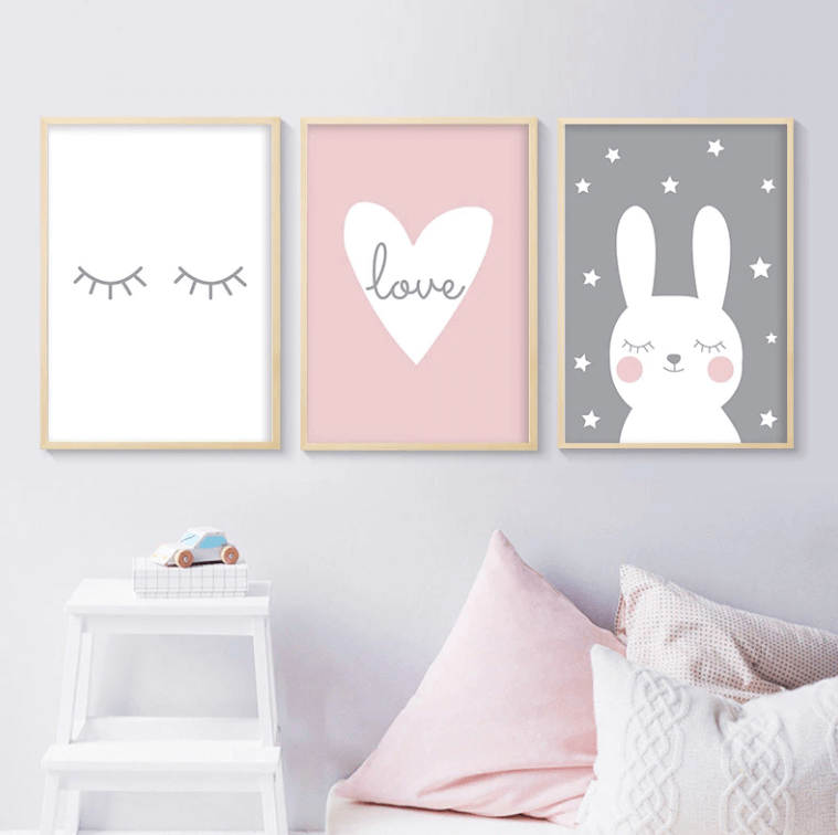 Lovely Rabbit And Eyes Nursery Canvas Posters