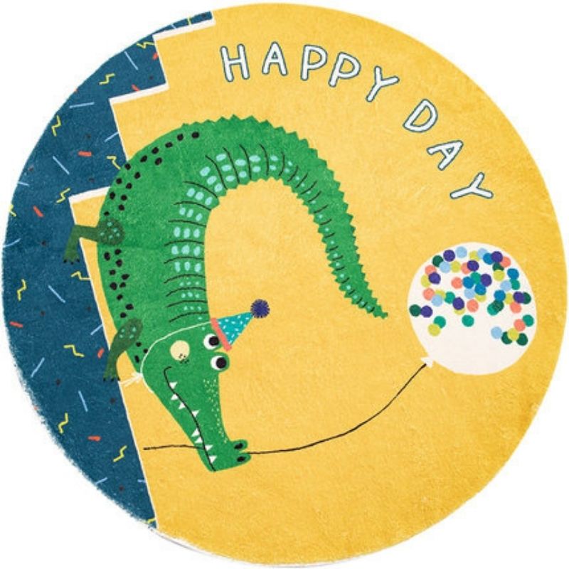 Round Area Rug Cartoon Crocodiles