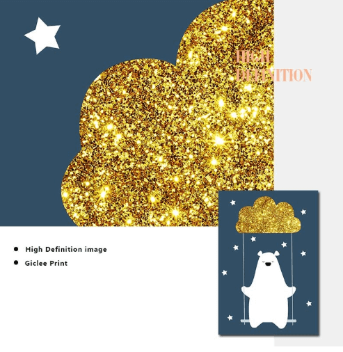 Bear And Balloon Nursery Canvas Posters
