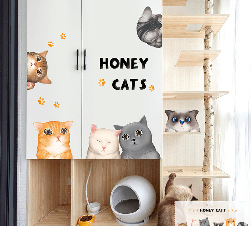 Cartoon Wall Decals Little Cute Cats