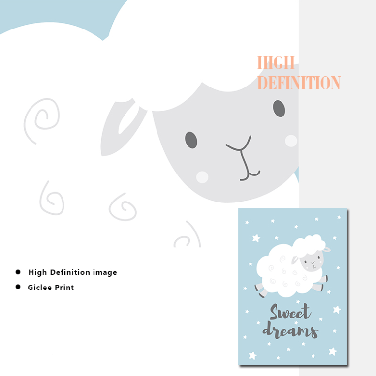 Cartoon Moon Clouds Nursery Canvas Posters