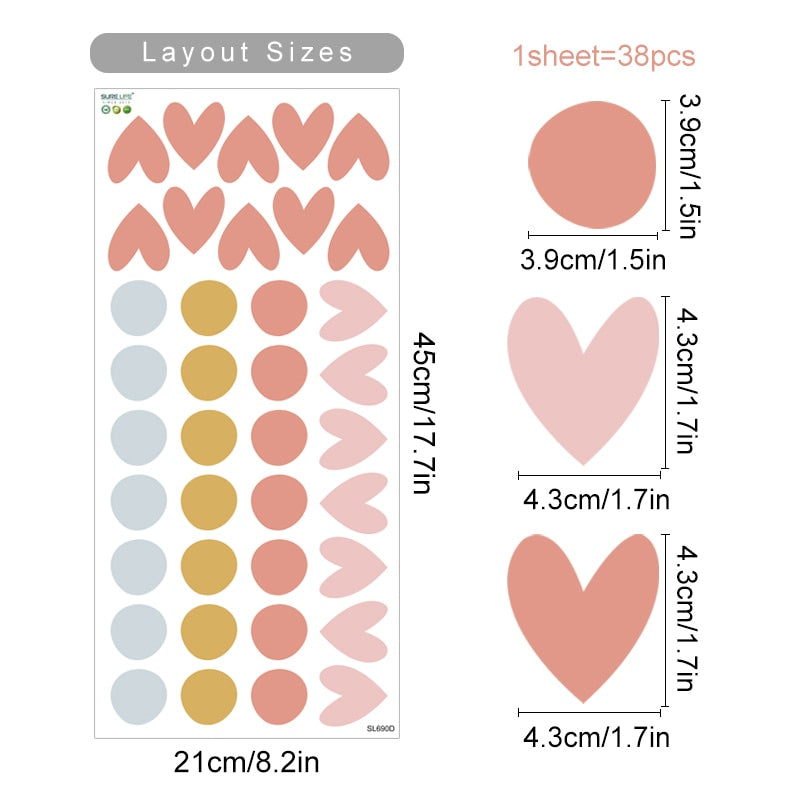 Boho Rainbow Hearts Wall Decals