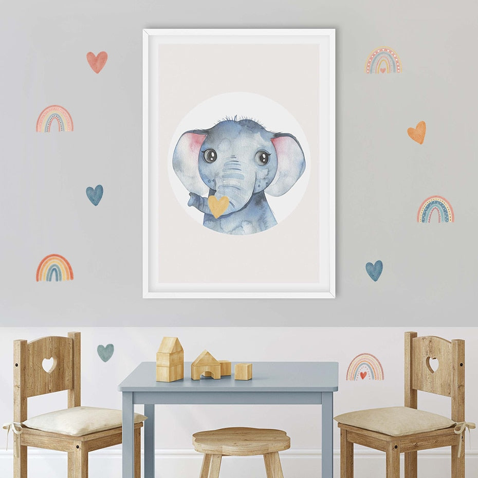 Colorful Rainbow Heart Wall Decals