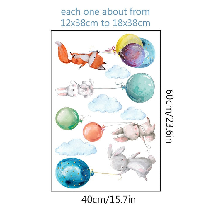 Nursery Wall Decals Forest Animals Balloons