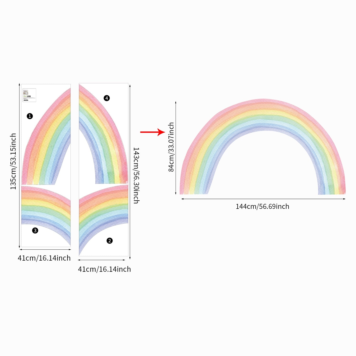 Watercolor Classic Rainbow Wall Decal