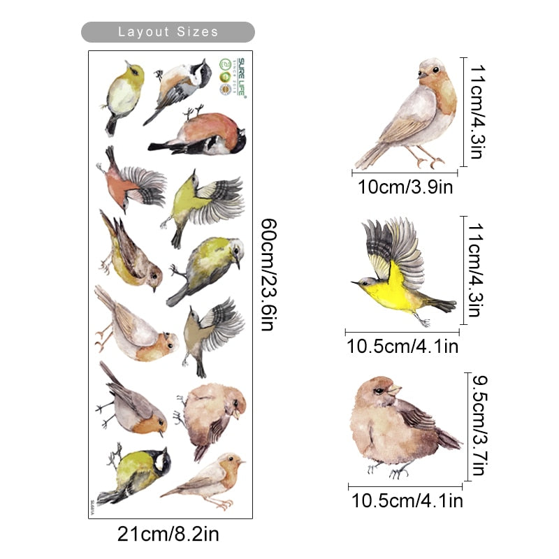 Nursery Wall Decals Birds Tit Finch Sparrow
