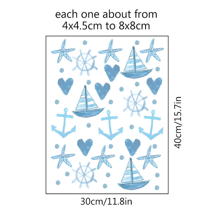 Cartoon Wall Decals Blue Starfish Sailing