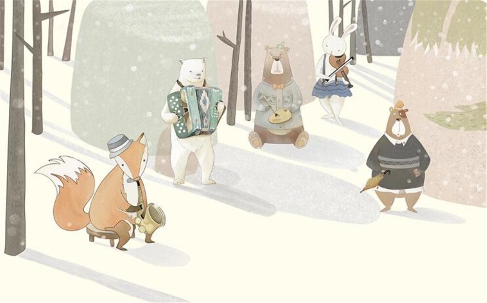 Winter Animal Music Band Wallpaper Mural