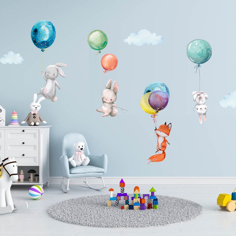 Nursery Wall Decals Forest Animals Balloons
