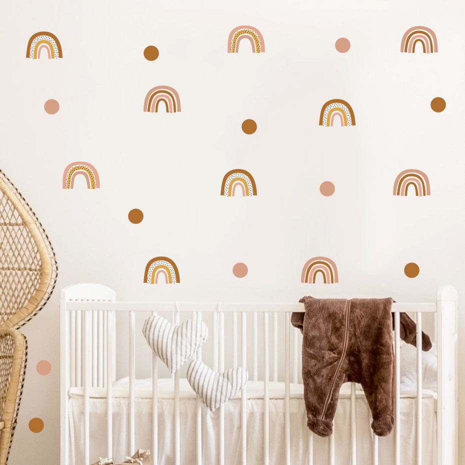 Boho Polka Dots Rainbows Wall Decal