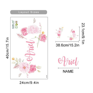 Custom Name Peony Flowers Wall Decals