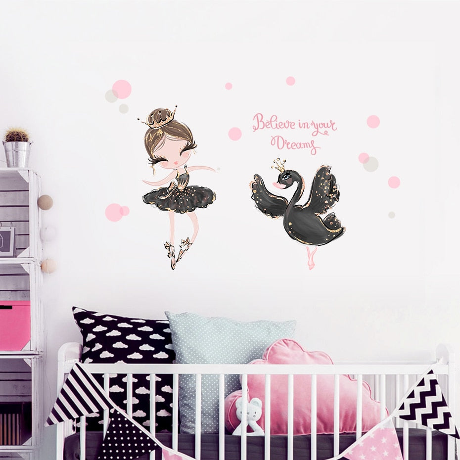 Nursery Wall Decals Swan Girls