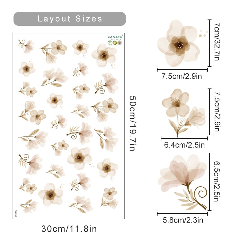 Boho Floral Butterfly Wall Decals
