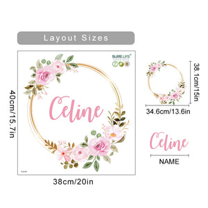 Custom Name Peony Flowers Wall Decals